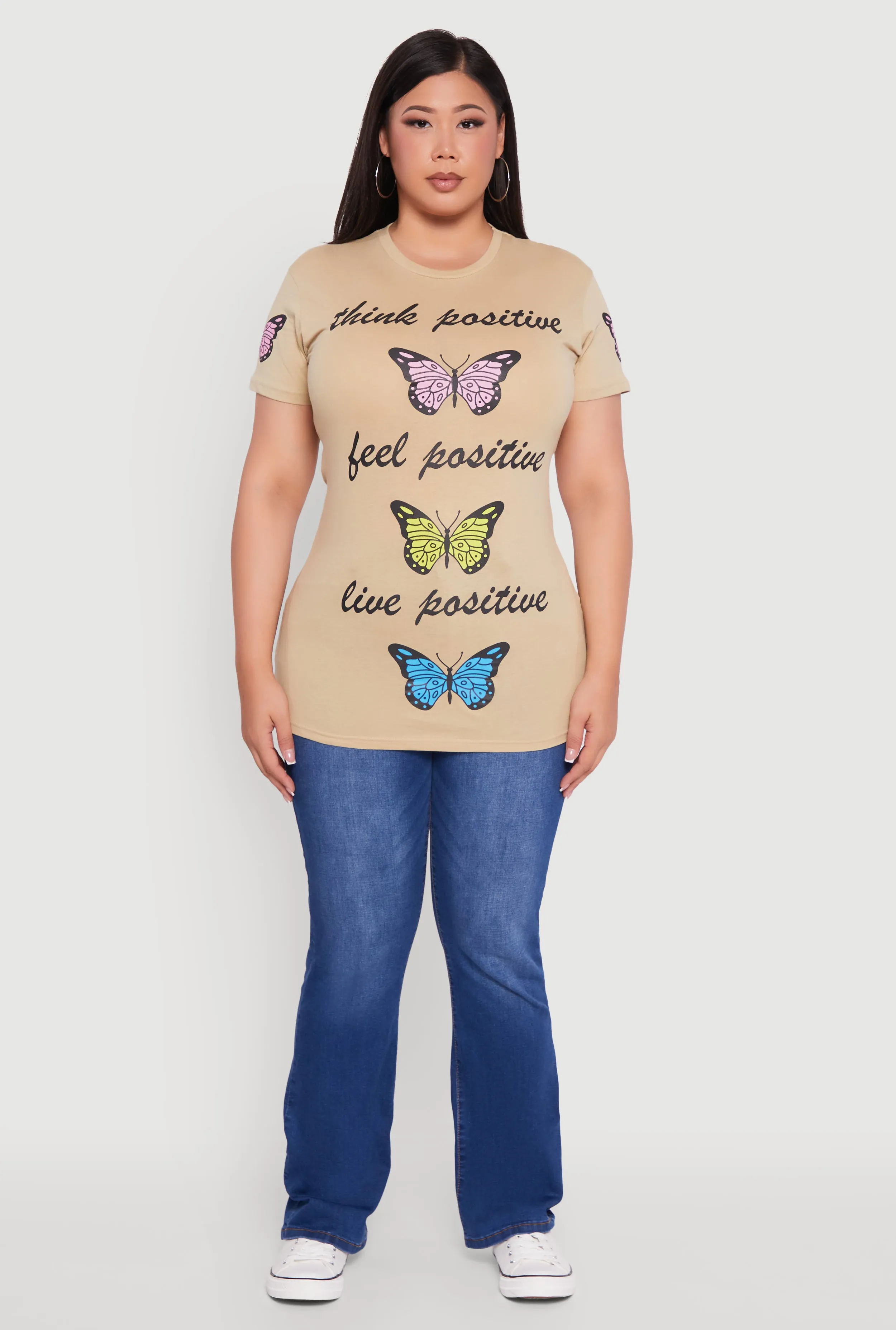 Plus Size Think Positive Butterfly Graphic Tunic Tee sold by Rainbow product image thumbnail 3