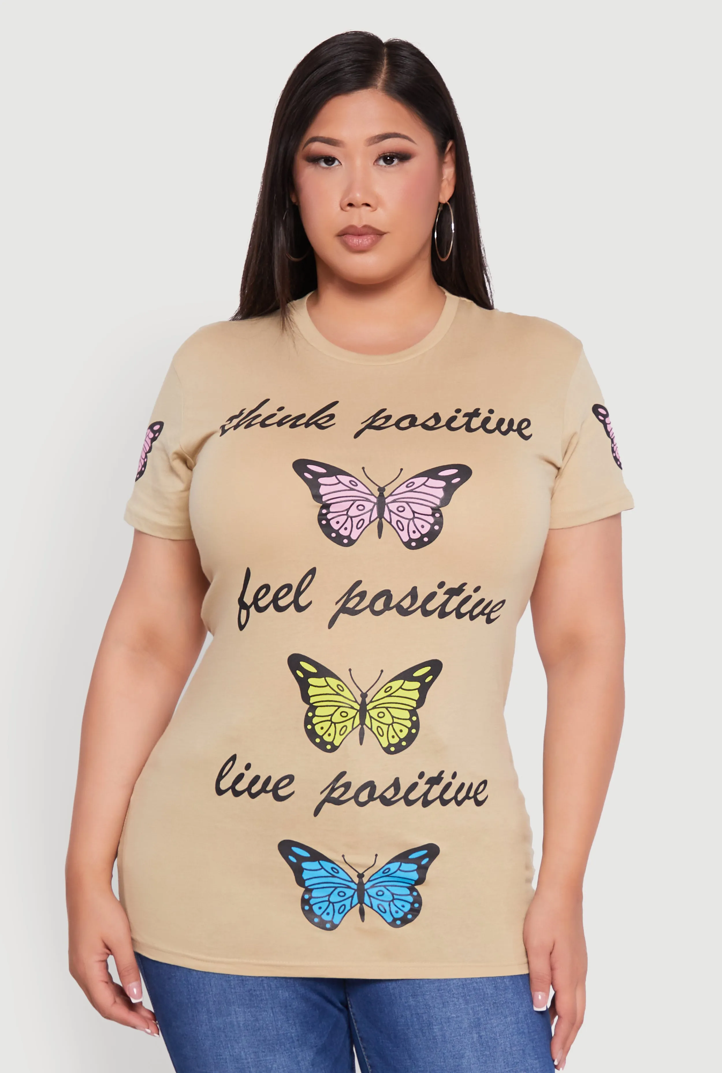Plus Size Think Positive Butterfly Graphic Tunic Tee sold by Rainbow product image thumbnail 2