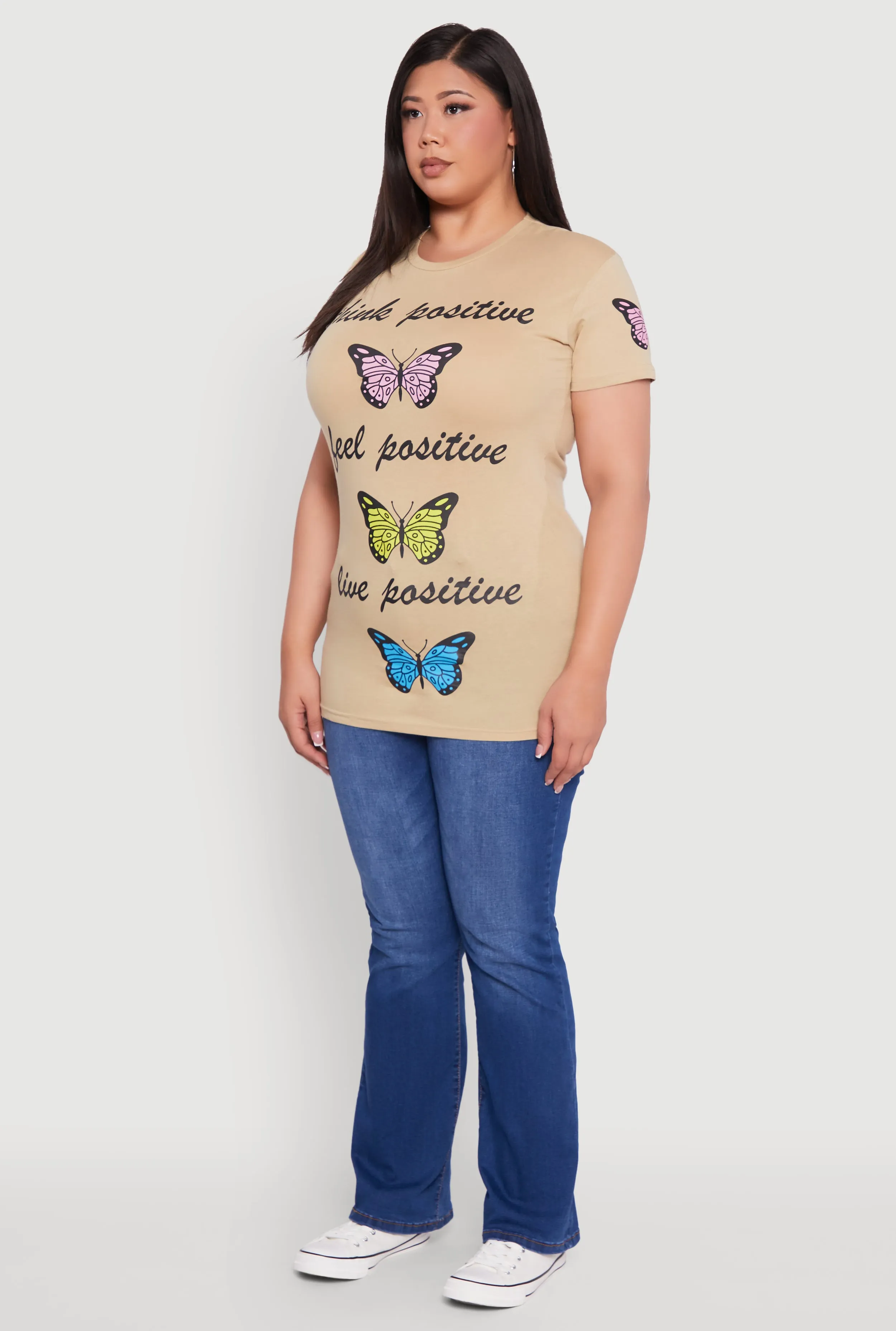 Plus Size Think Positive Butterfly Graphic Tunic Tee sold by Rainbow product image thumbnail 5