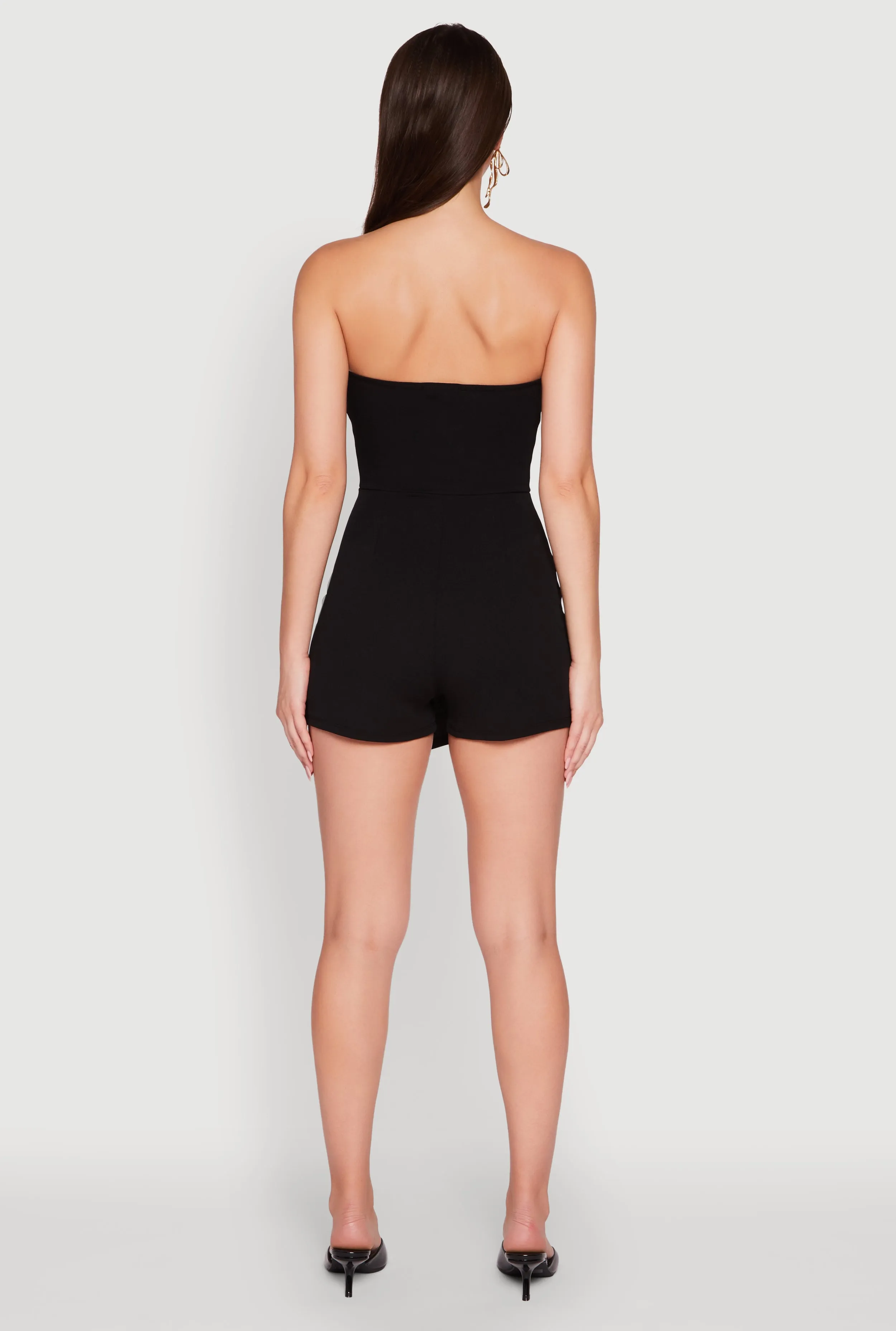 Strapless Bow Detail Crepe Knit Romper with Side Slit sold by Rainbow product image thumbnail 5