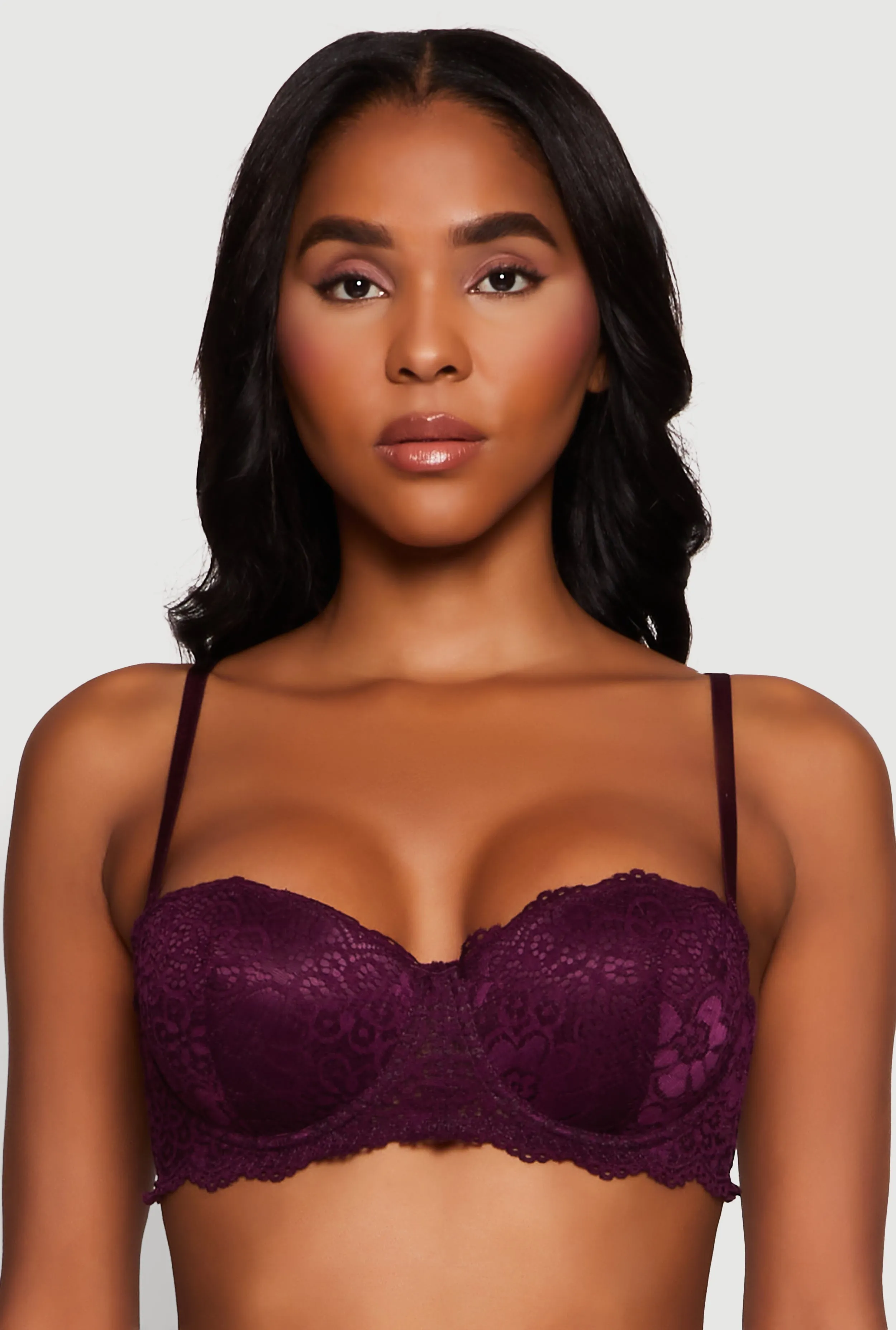 Flower Lace Scalloped Hem Balconette Bra sold by Rainbow