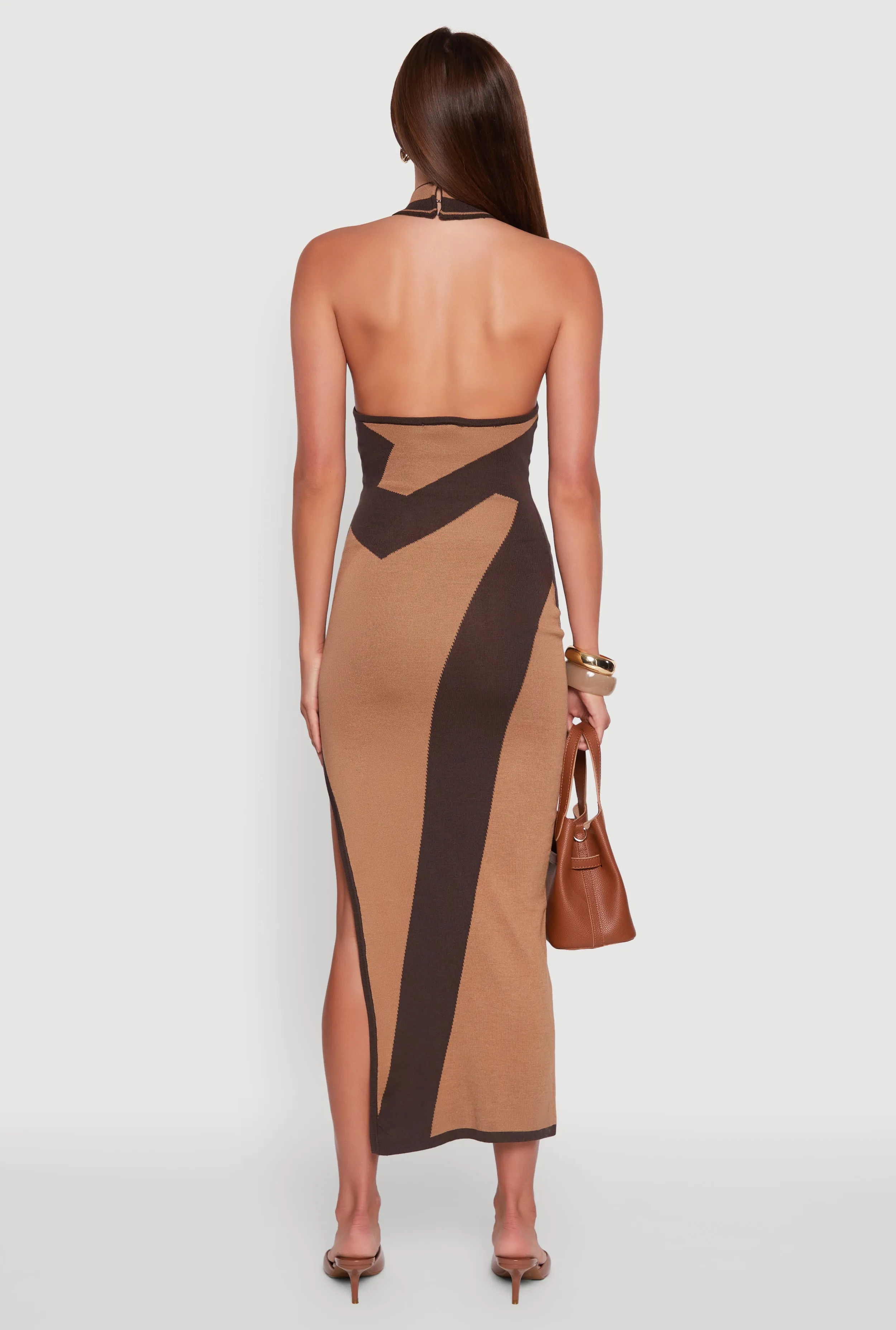 Abstract Printed Side Slit Halter Midi Dress sold by Rainbow product image thumbnail 5