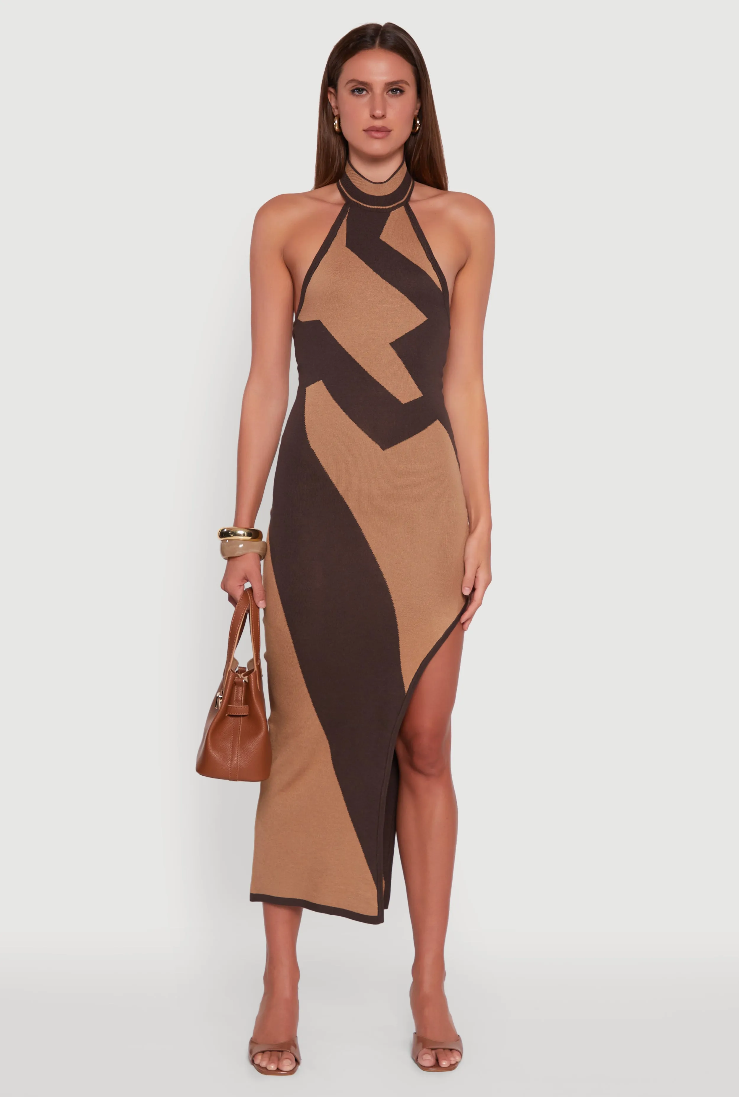 Abstract Printed Side Slit Halter Midi Dress sold by Rainbow product image thumbnail 2