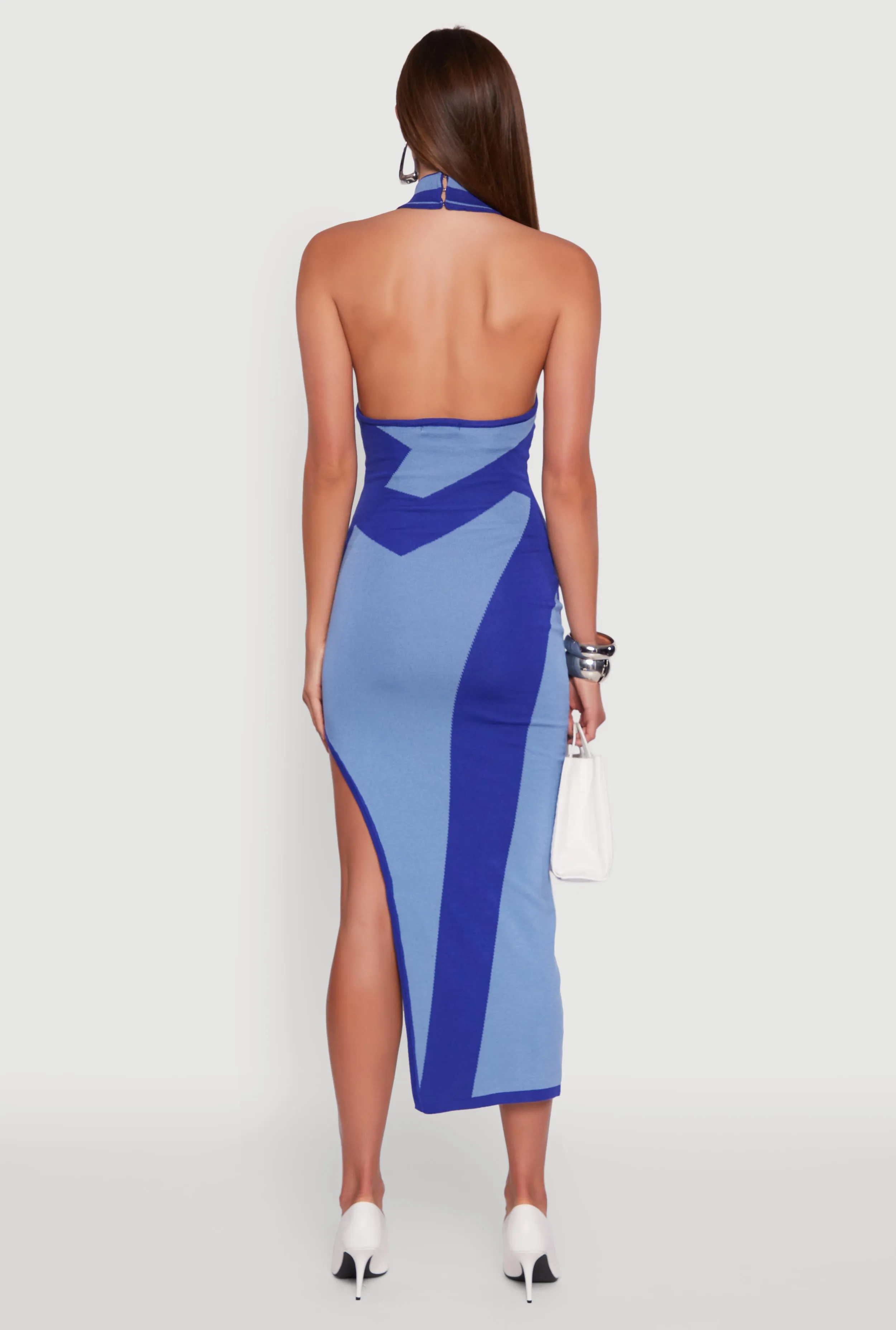 Abstract Printed Side Slit Halter Midi Dress sold by Rainbow product image thumbnail 5