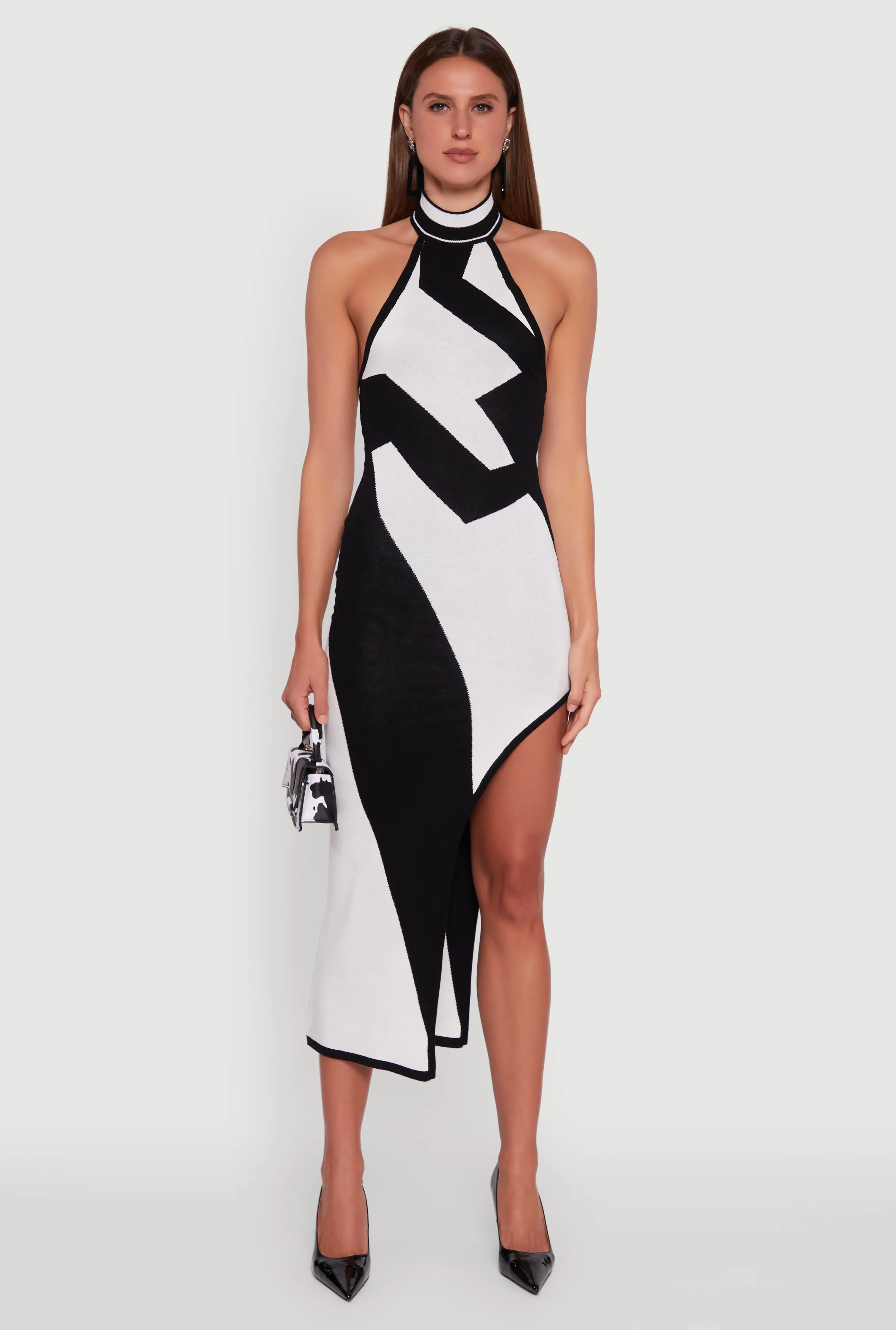 Abstract Printed Side Slit Halter Midi Dress sold by Rainbow product image thumbnail 2