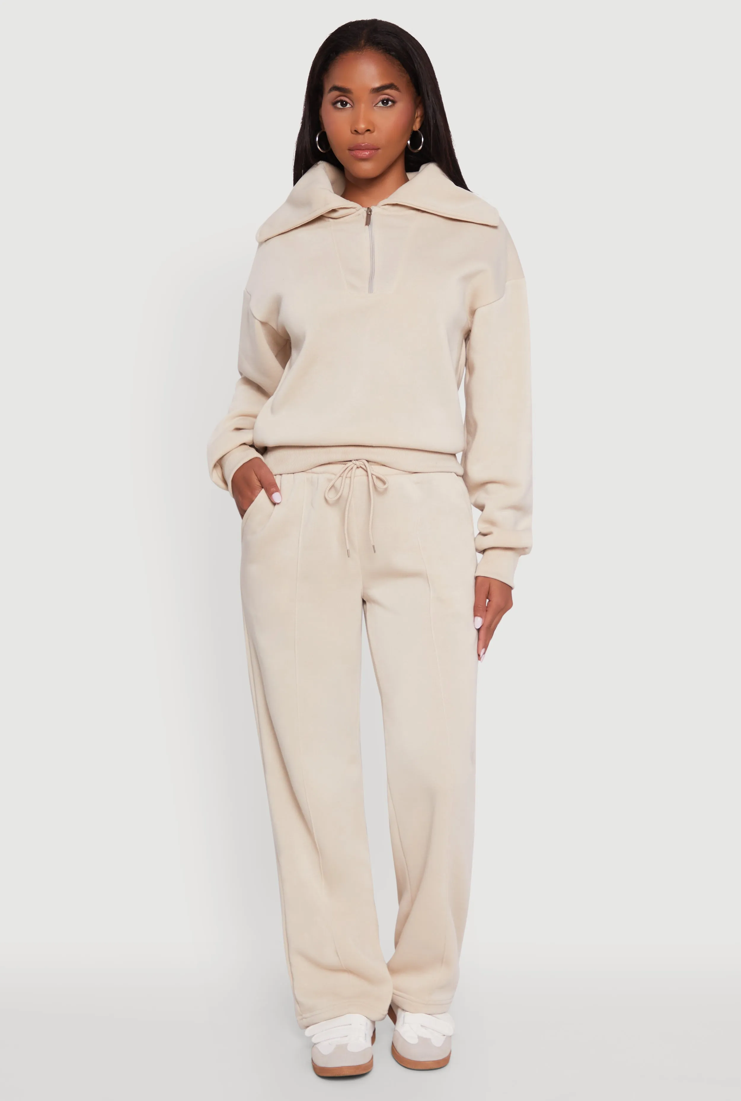 Wide Leg Fleece Sweatpants with Pockets sold by Rainbow