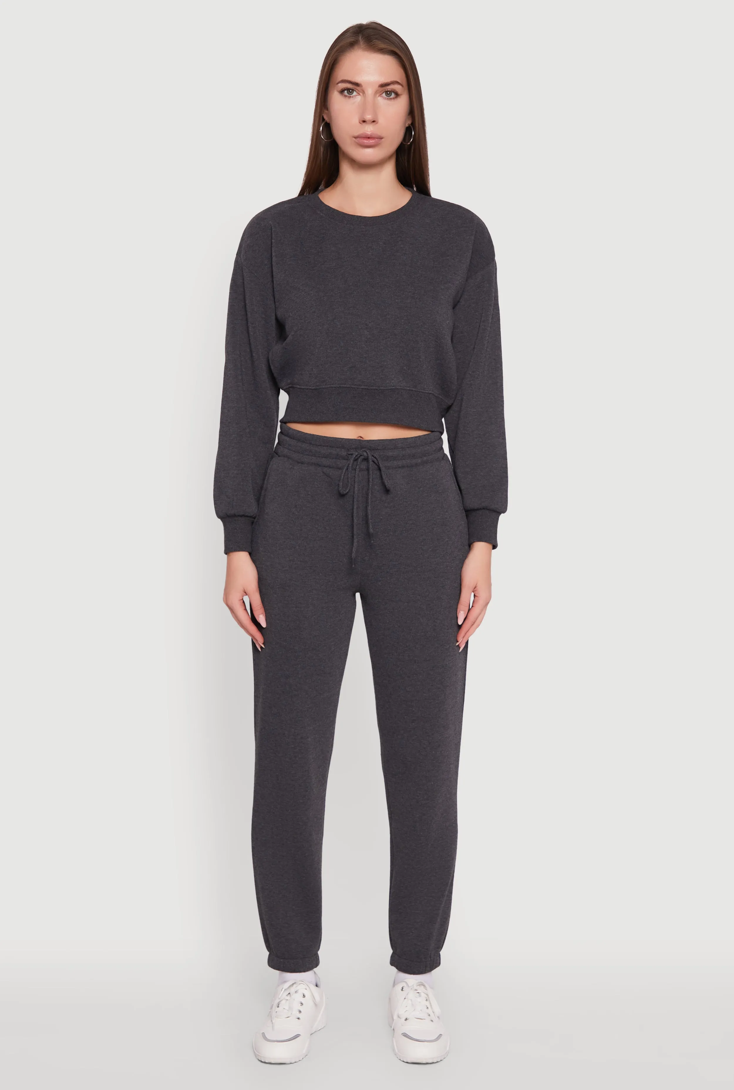 Fleece Long Sleeve Cropped Pullover Sweatshirt sold by Rainbow product image thumbnail 3