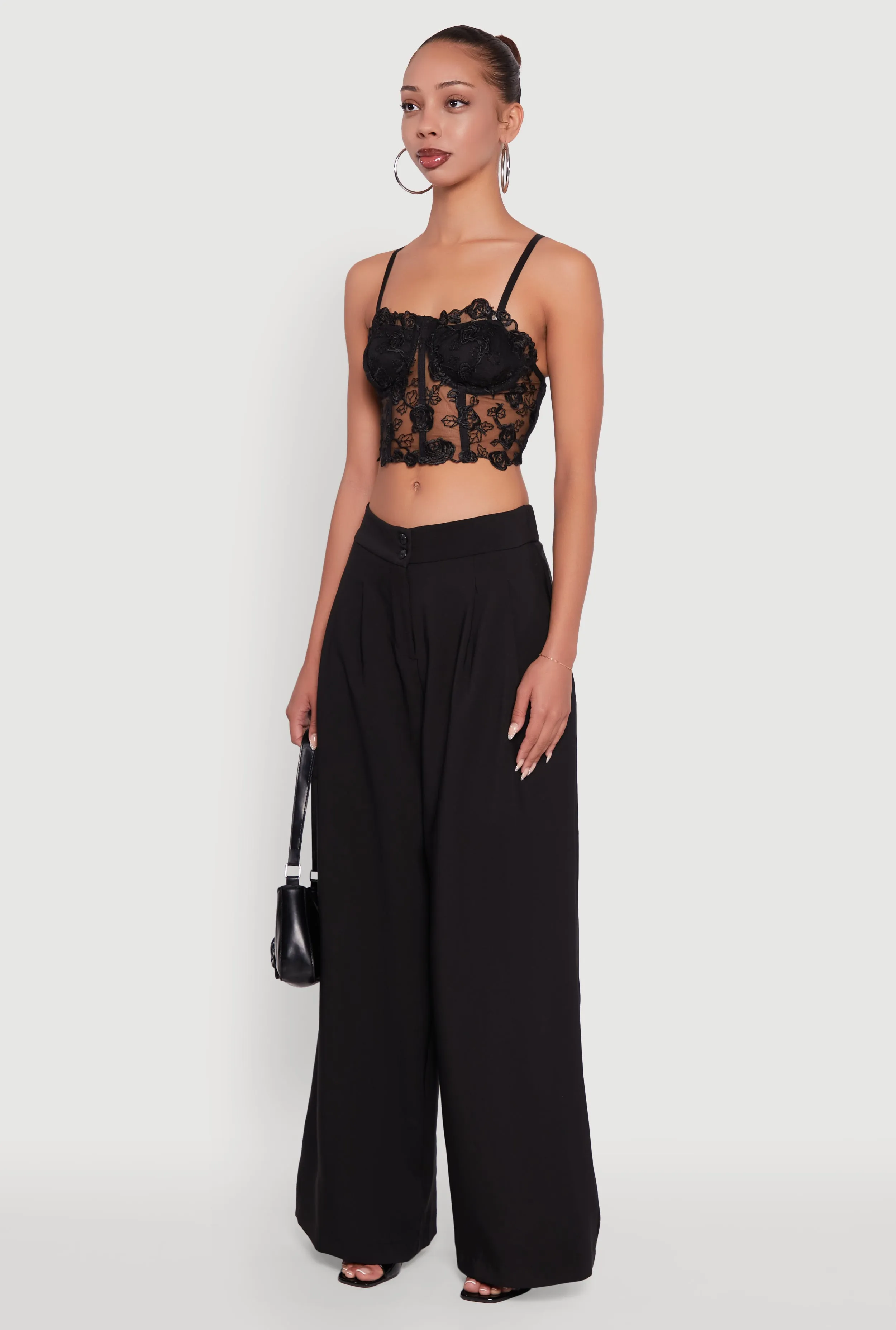 Floral Embroidered Mesh Crop Bustier Top sold by Rainbow product image thumbnail 5