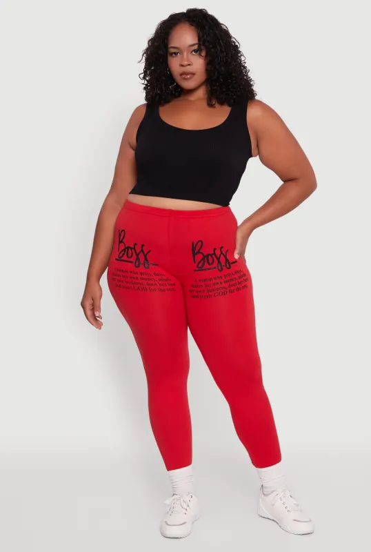 Plus Size Boss Definition Graphic Leggings sold by Rainbow
