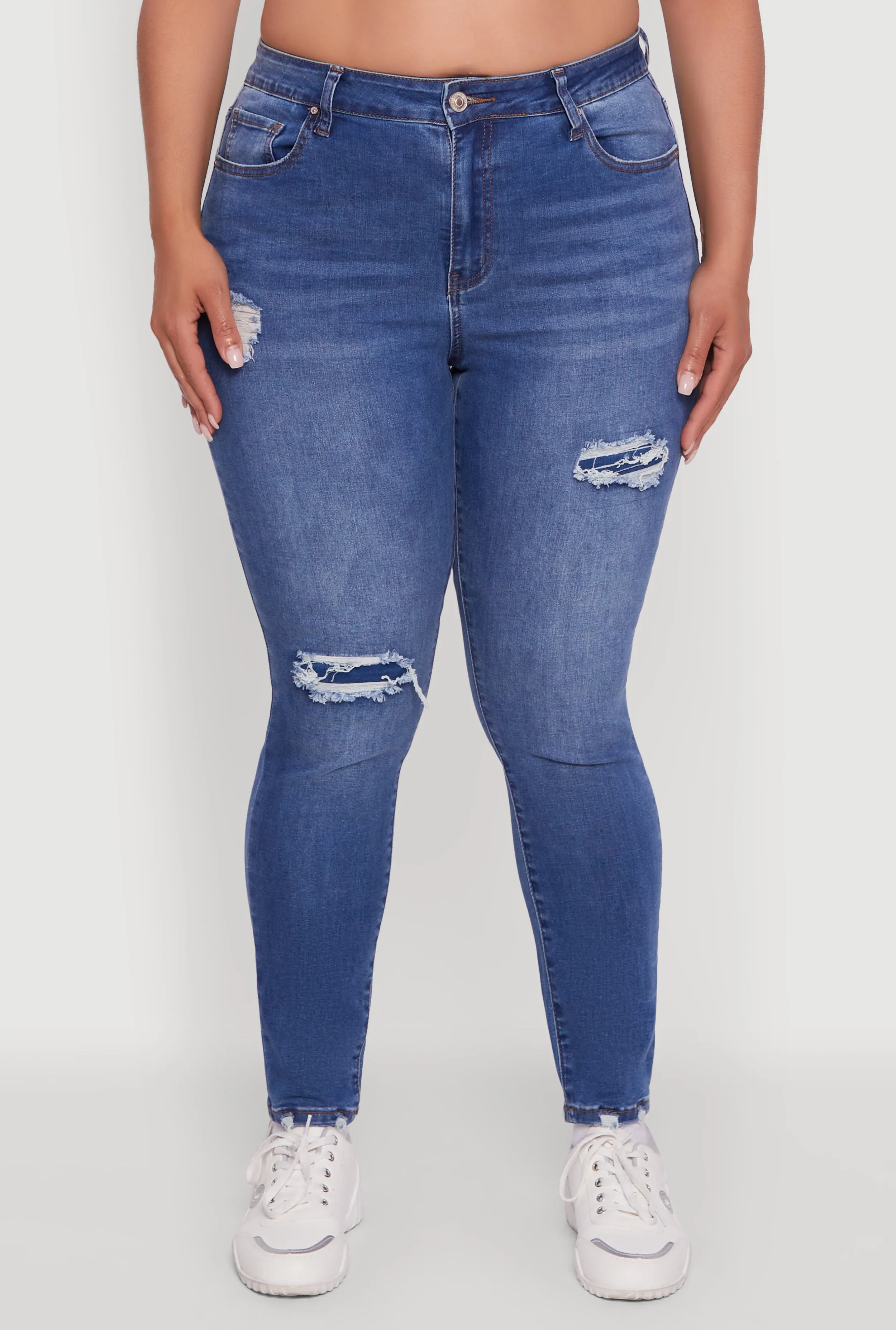 Plus Size WAX High Waisted Distressed Skinny Jeans sold by Rainbow product image thumbnail 5