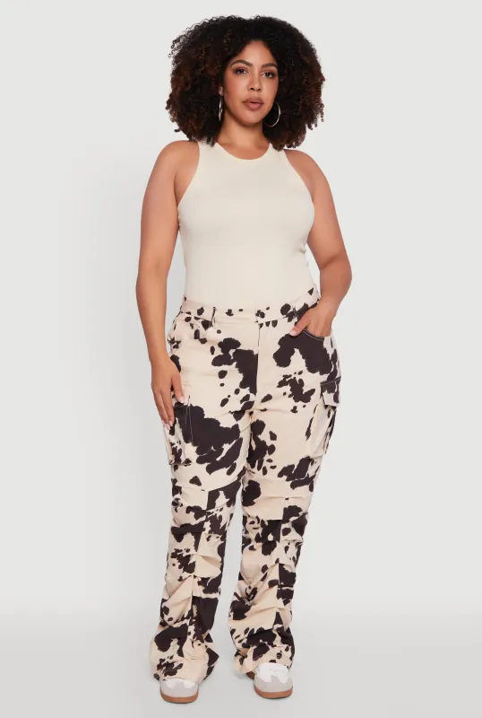 Plus Size High Waisted Printed Pattern Cargo Pants sold by Rainbow