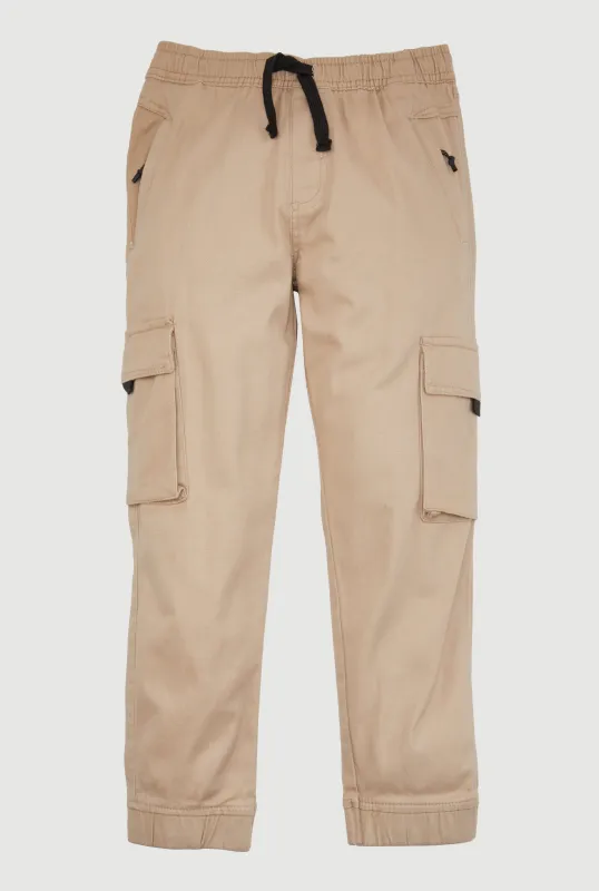 Boys Drawstring Waist Cargo Joggers sold by Rainbow