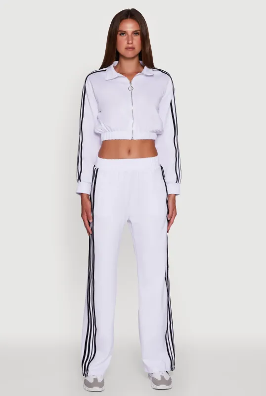 Contrast Trim Wide Leg Track Pants sold by Rainbow
