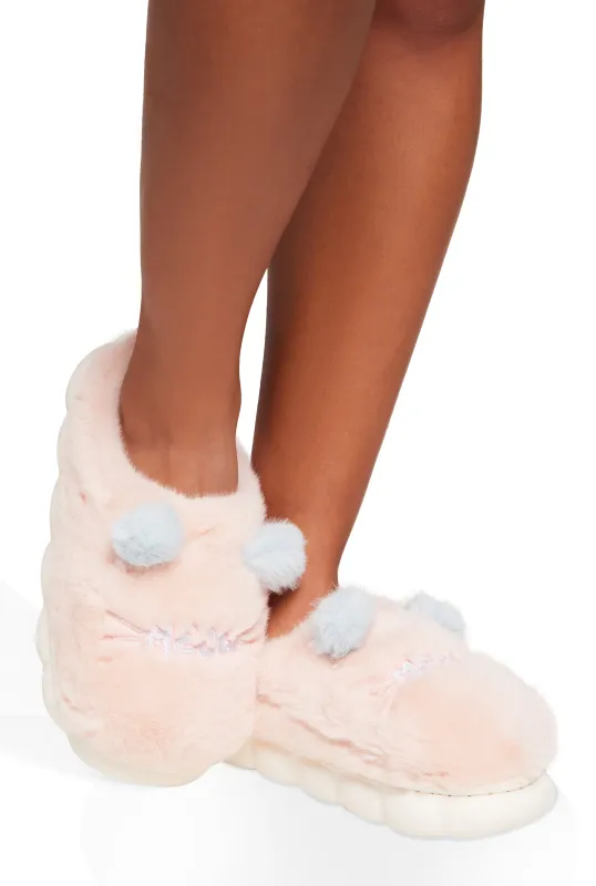 Meow Faux Fur Slippers sold by Rainbow