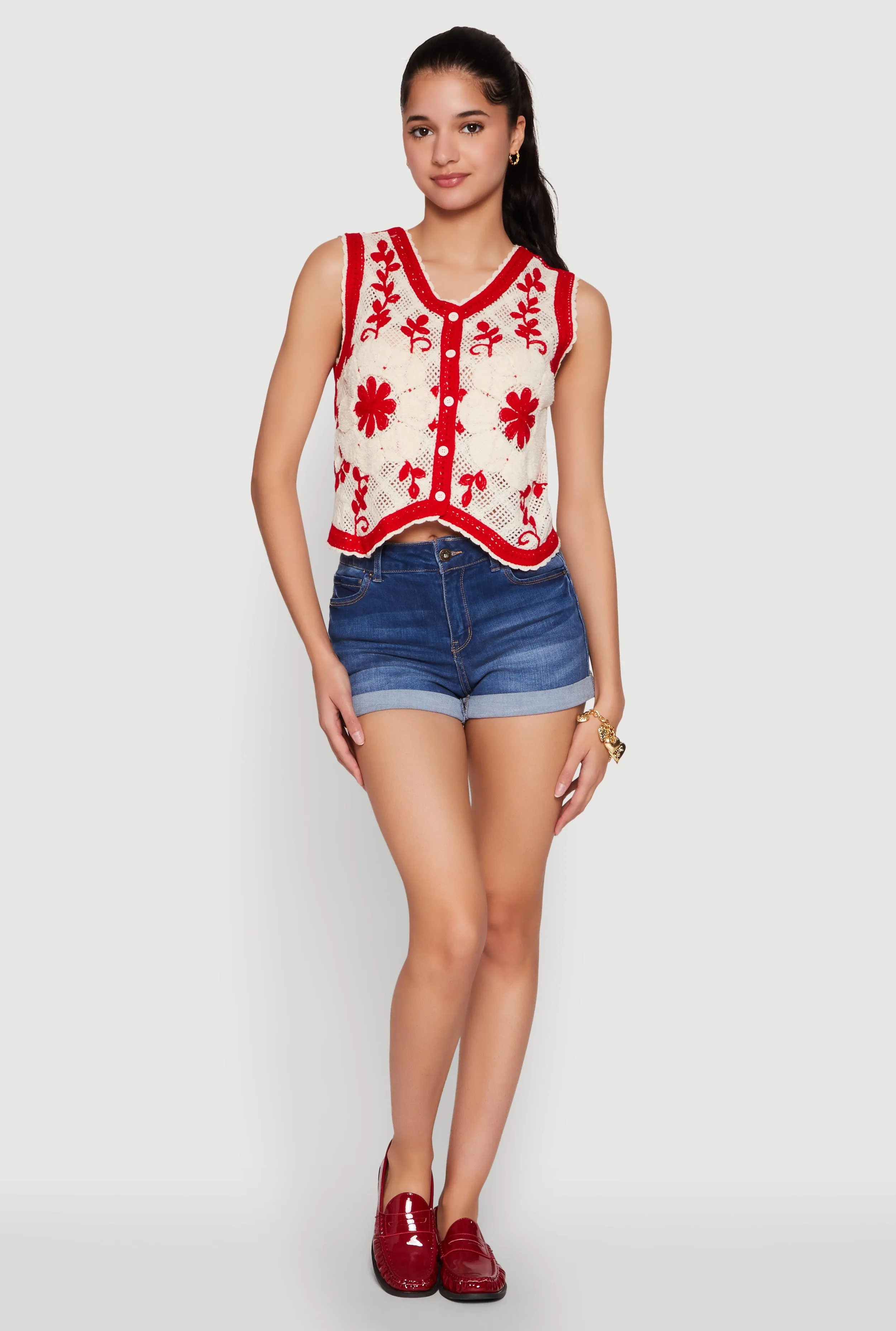 Floral Pattern Crochet Vest sold by Rainbow product image thumbnail 2