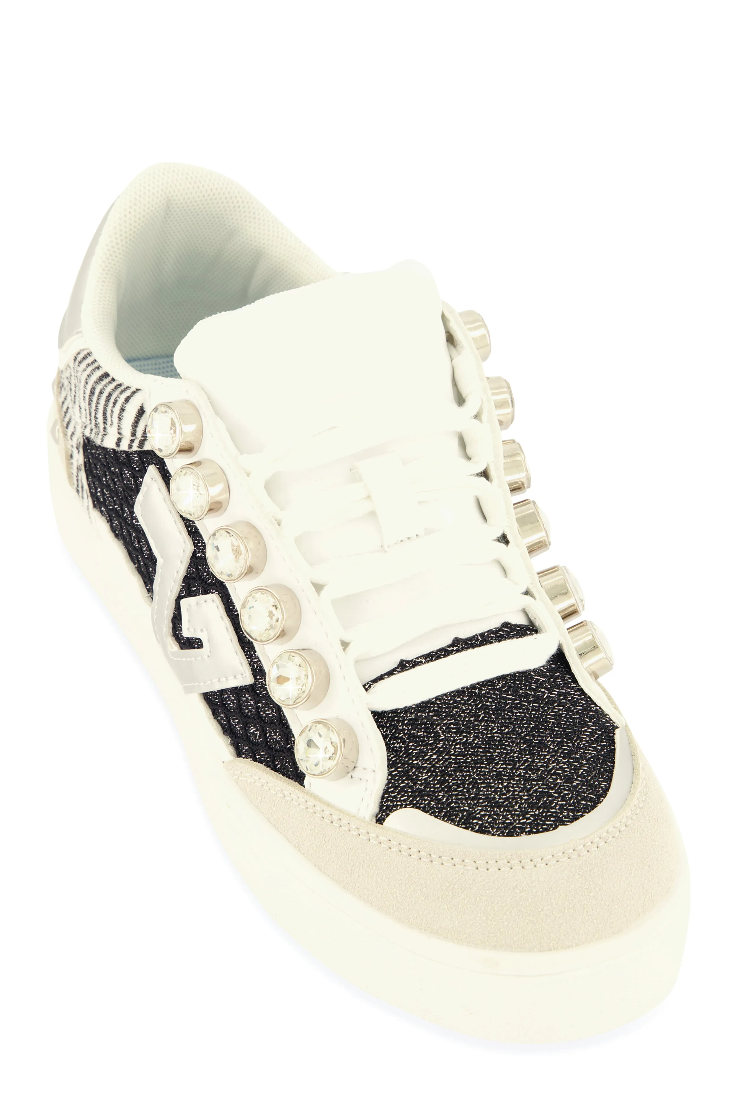 Rhinestone Detail Color Block Lace Up Sneakers sold by Rainbow