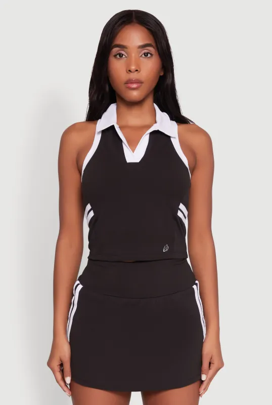 Contrast Trim Racerback Polo Top sold by Rainbow