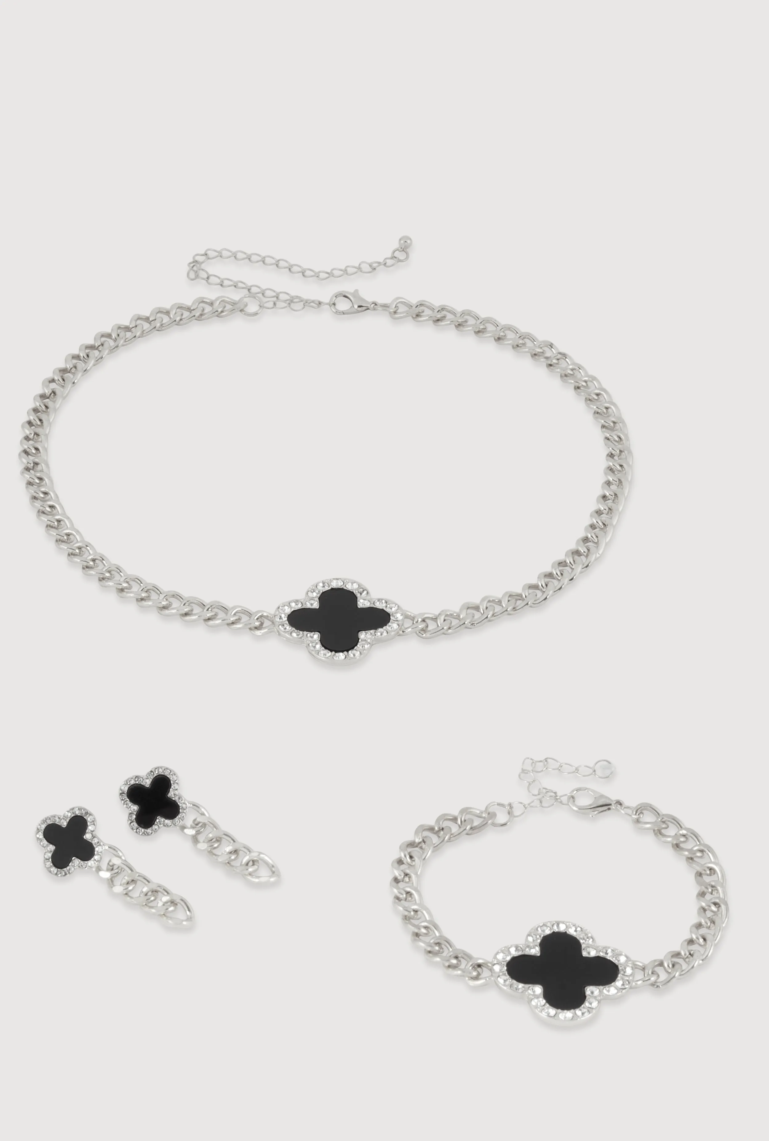 Clover Charm Chain Necklace with Bracelet and Earrings sold by Rainbow product image thumbnail 2