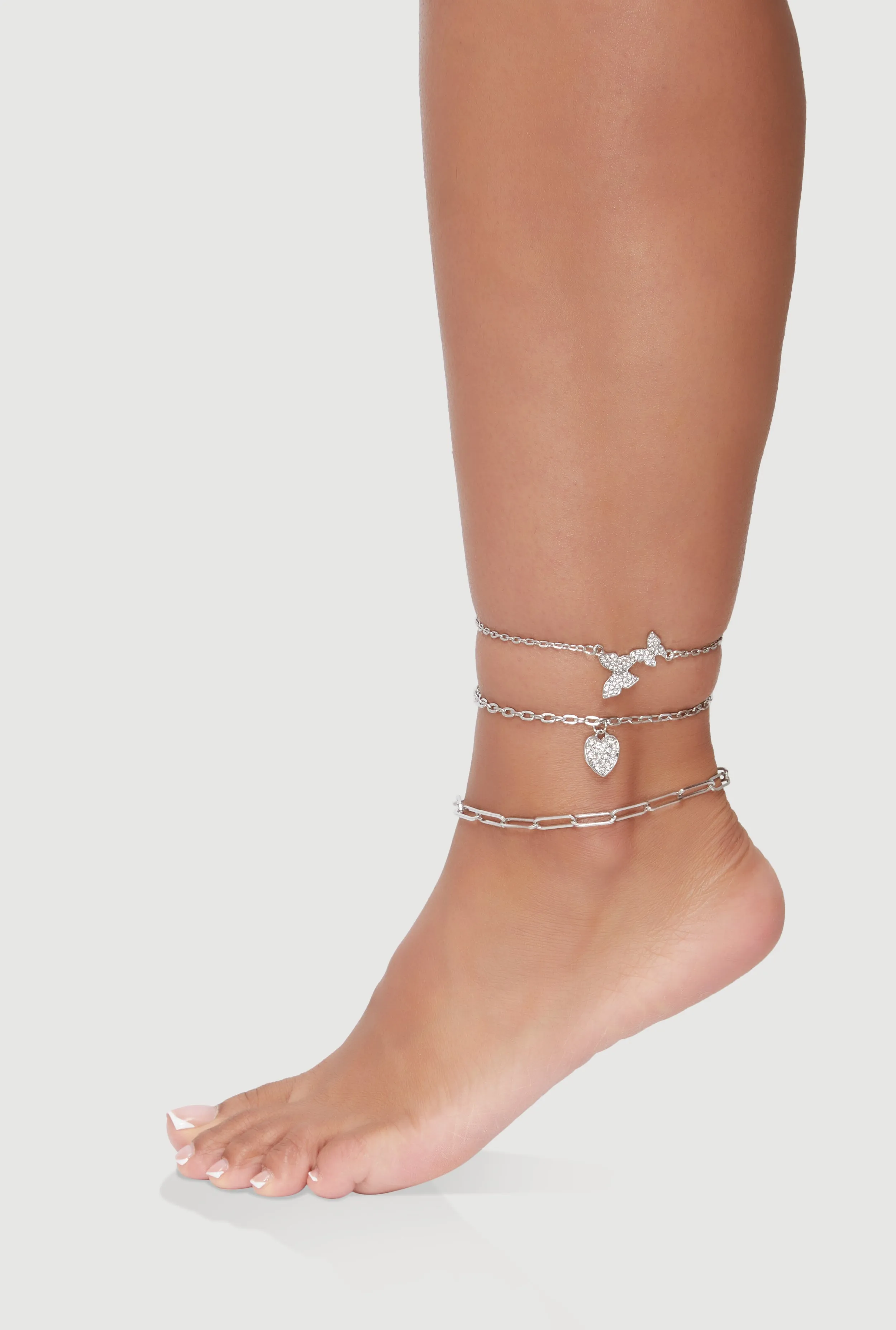 Assorted Cubic Zirconia Charm Anklets Set of 3 sold by Rainbow product image thumbnail 2