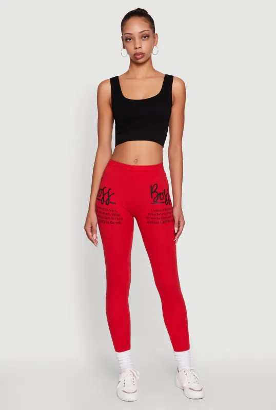 Trendy Boss Graphic Leggings sold by Rainbow