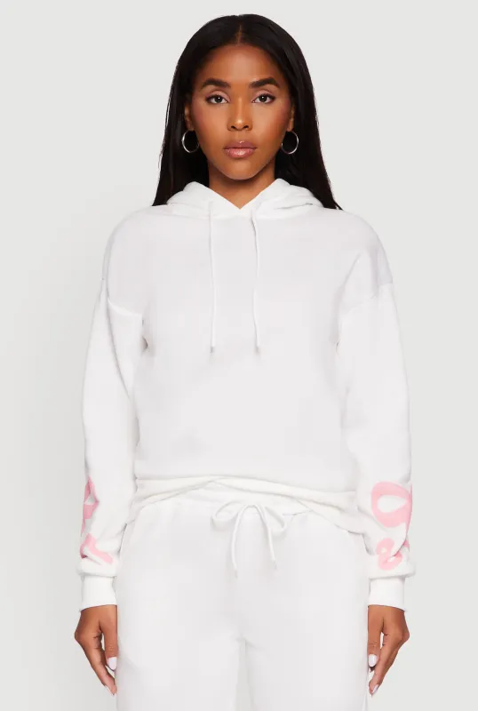 Bow Graphic Pullover Drawstring Hooded Sweatshirt sold by Rainbow