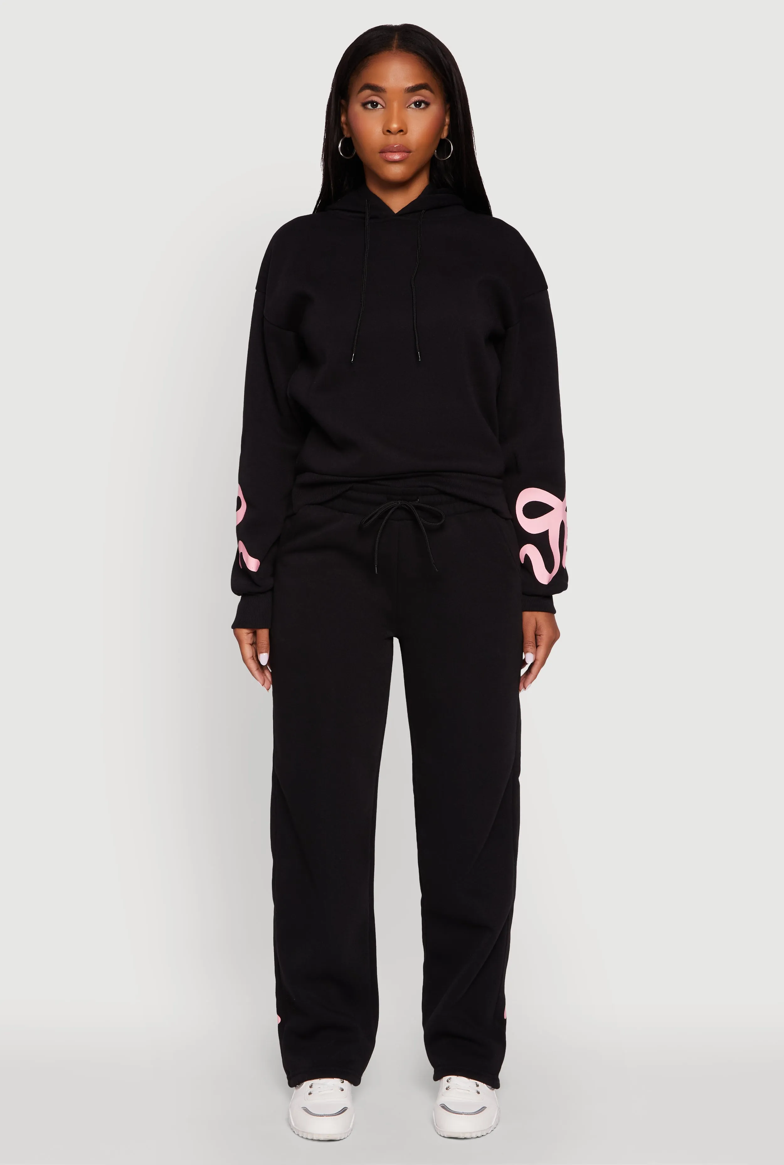 Bow Graphic Pullover Drawstring Hooded Sweatshirt sold by Rainbow product image thumbnail 3