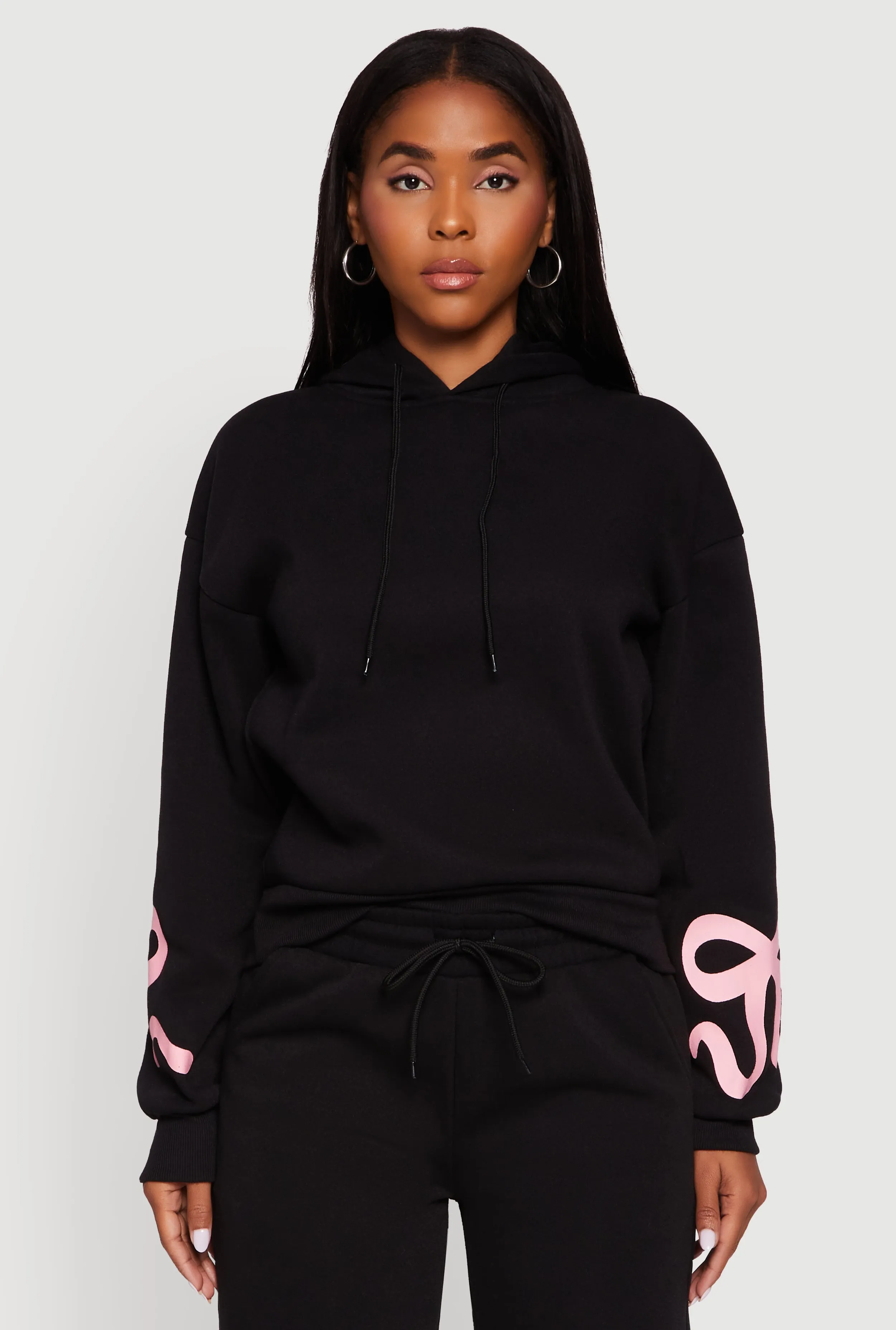 Bow Graphic Pullover Drawstring Hooded Sweatshirt sold by Rainbow