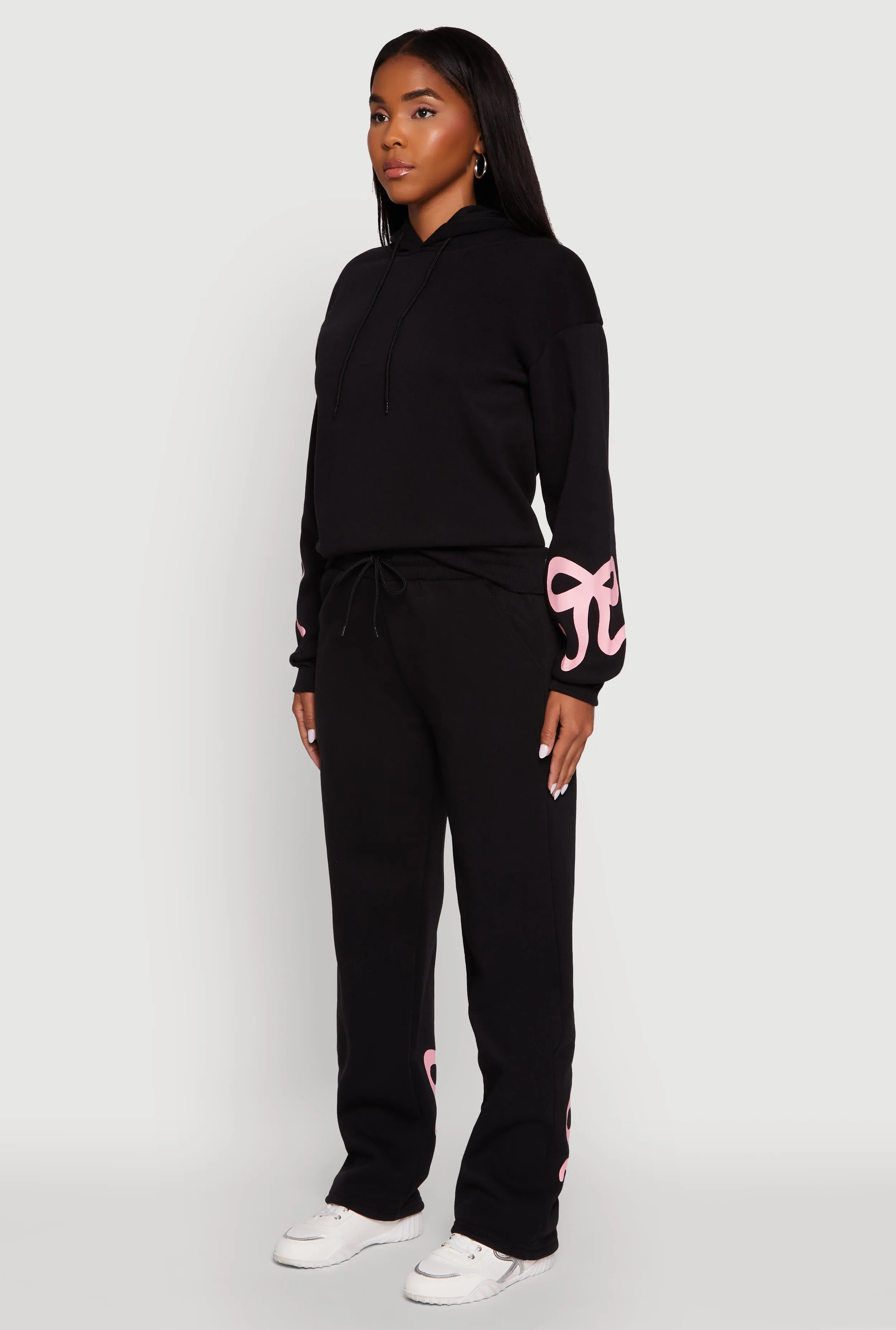 Bow Graphic Pullover Drawstring Hooded Sweatshirt sold by Rainbow product image thumbnail 5