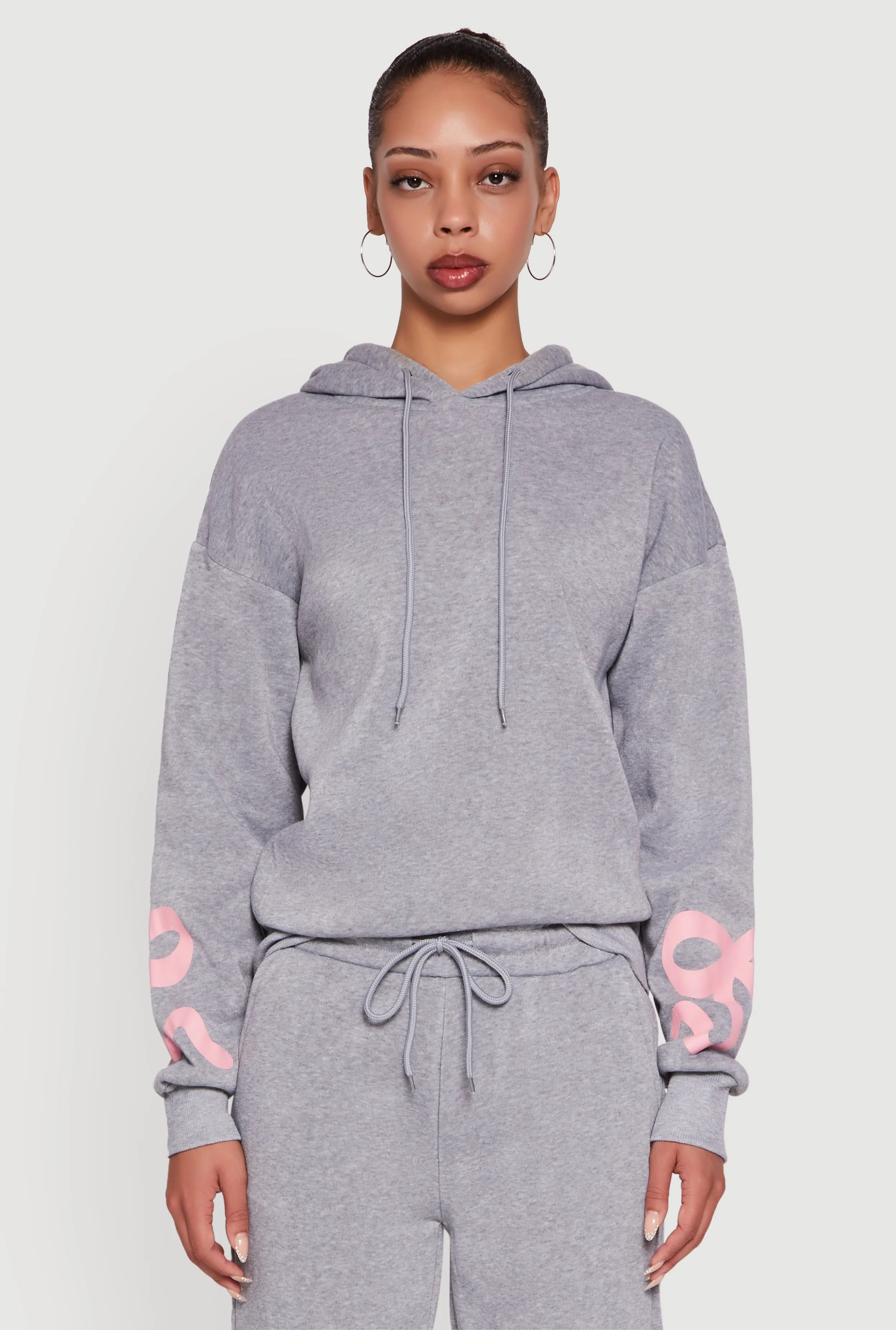 Bow Graphic Pullover Drawstring Hooded Sweatshirt sold by Rainbow