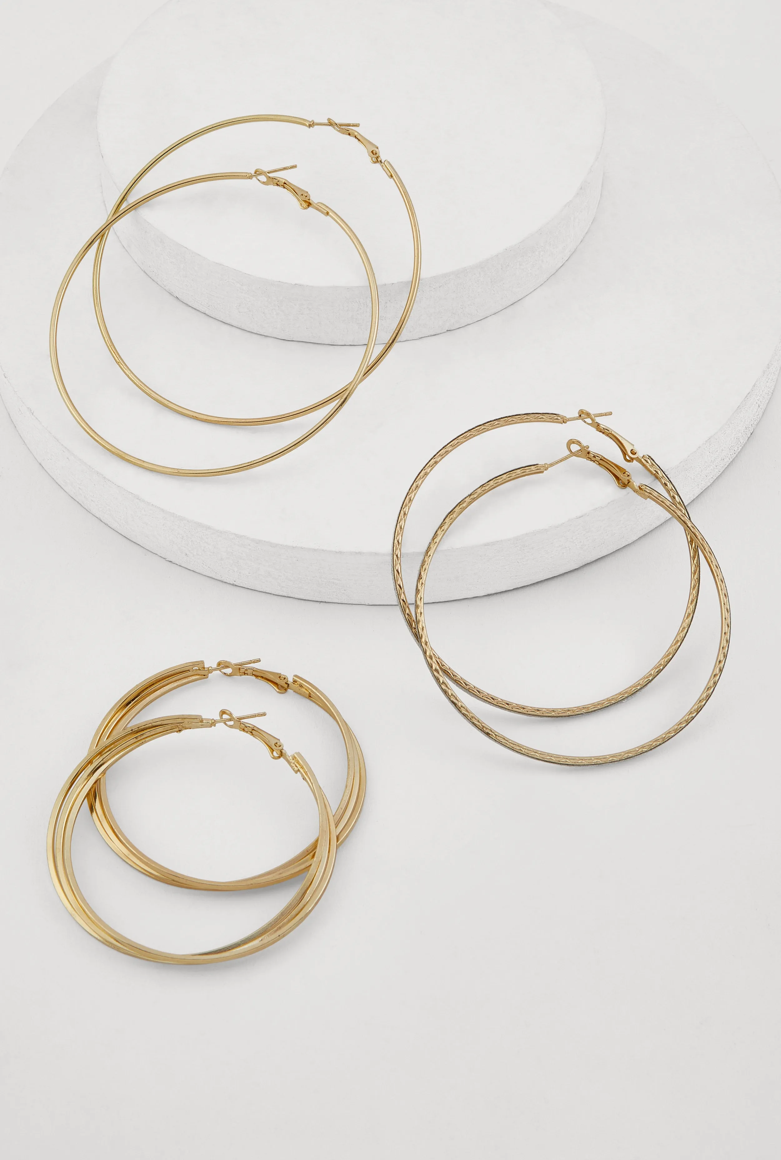 Assorted Metallic Hoop Earrings Set of 3 sold by Rainbow