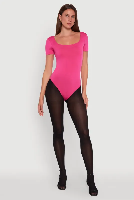 Seamless Solid Short Sleeve Bodysuit sold by Rainbow