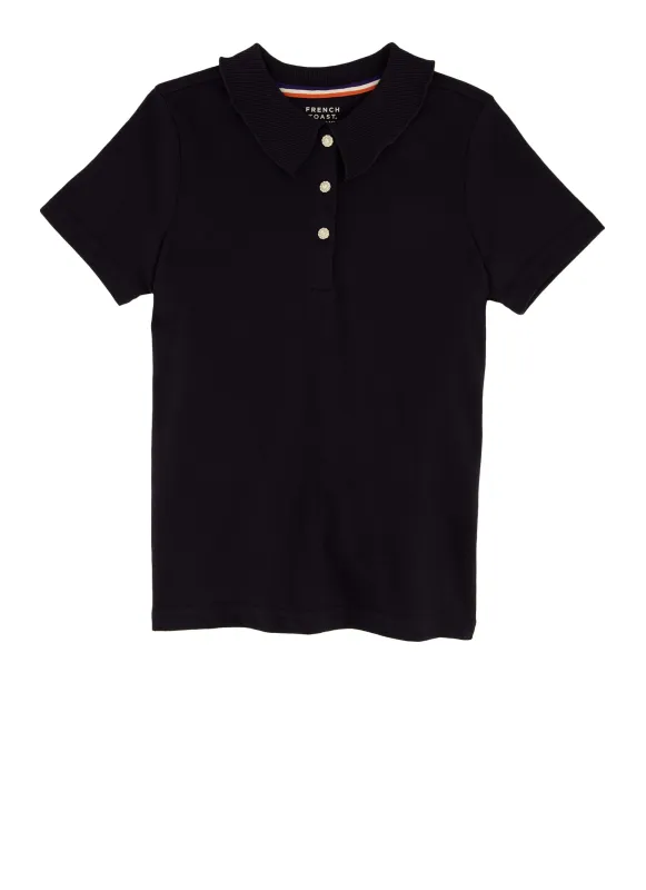 French Toast Girls 4-6x Solid Rhinestone Button Short Sleeve Polo sold by Rainbow
