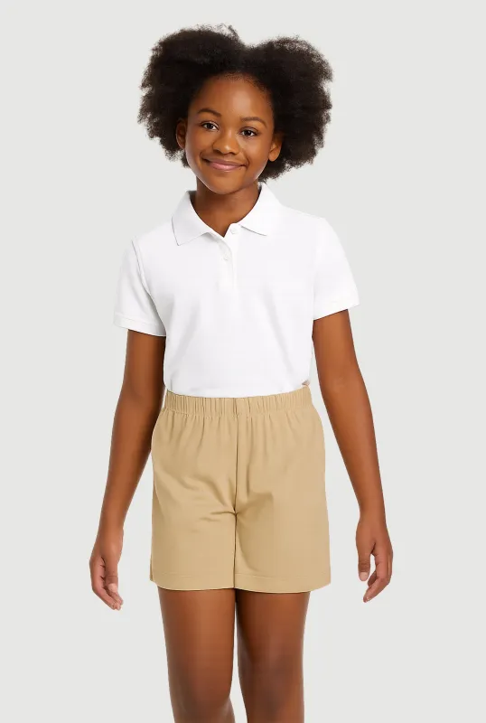 Girls 7-16 Mid Rise Solid Stretchy Shorts sold by Rainbow
