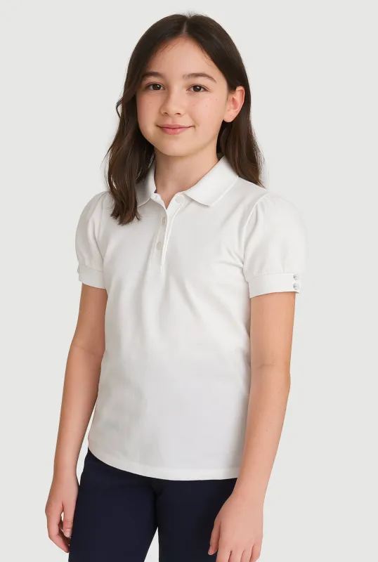 French Toast Girls 7-16 Puff Sleeve Polo Uniform Shirt sold by Rainbow