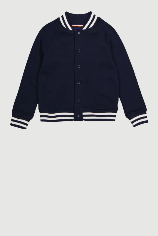 Boys 4-7 Long Sleeve Fleece Varsity Jacket sold by Rainbow