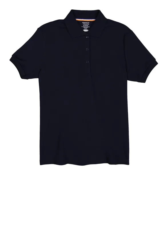 French Toast Girls Plus Size 10.5-20.5 Solid Picot Collar Polo Shirt sold by Rainbow