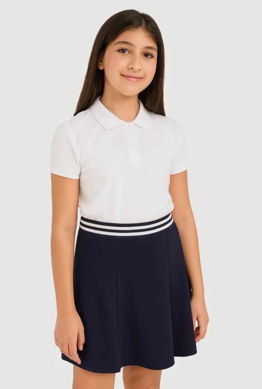 French Toast Girls 7-16 Varsity Stripe Pleated Midi Uniform Skirt sold by Rainbow