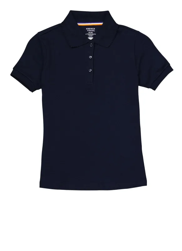 French Toast Girls 7-14 Picot Collar Interlock Short Sleeve Polo sold by Rainbow