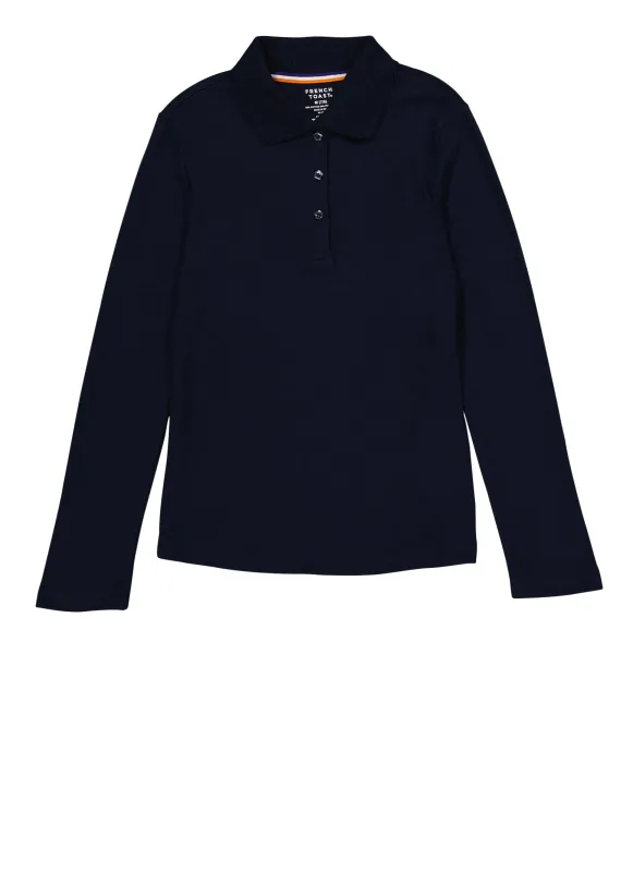 French Toast Girls 7-14 Picot Collar Long Sleeve Polo sold by Rainbow