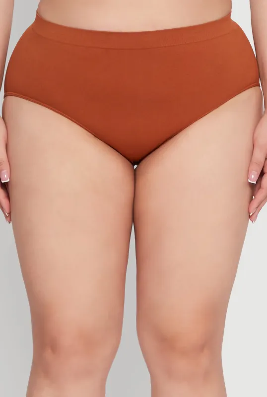 Plus Size Seamless High Waisted Solid Bikini Panty sold by Rainbow