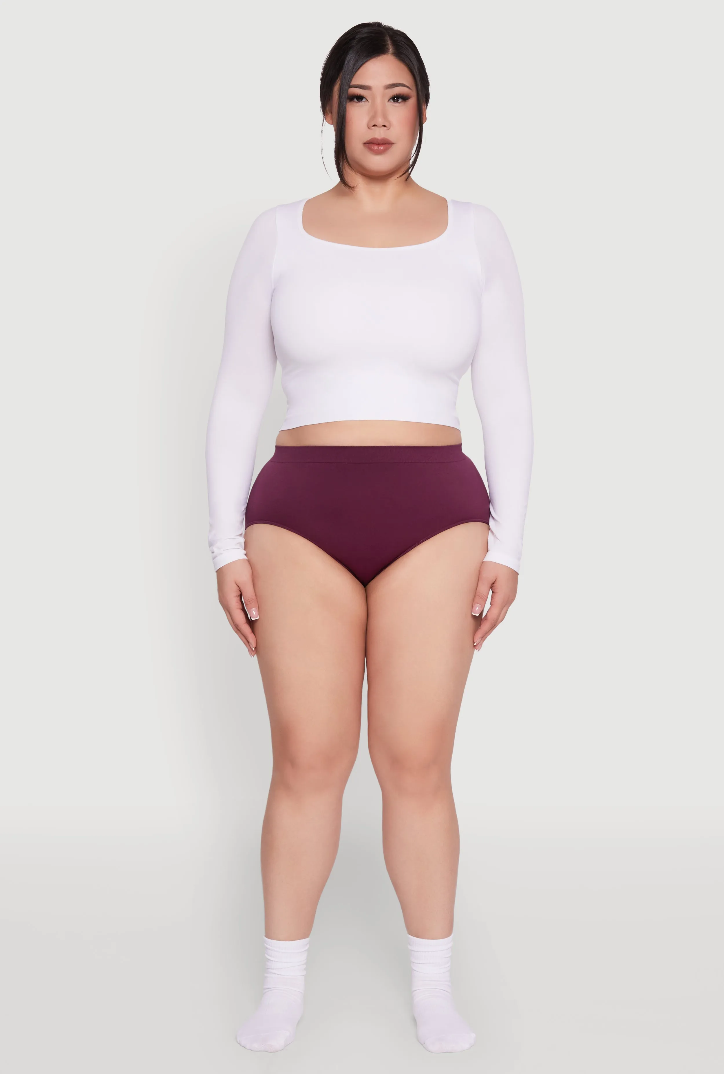 Plus Size Seamless High Waisted Solid Bikini Panty sold by Rainbow product image thumbnail 2