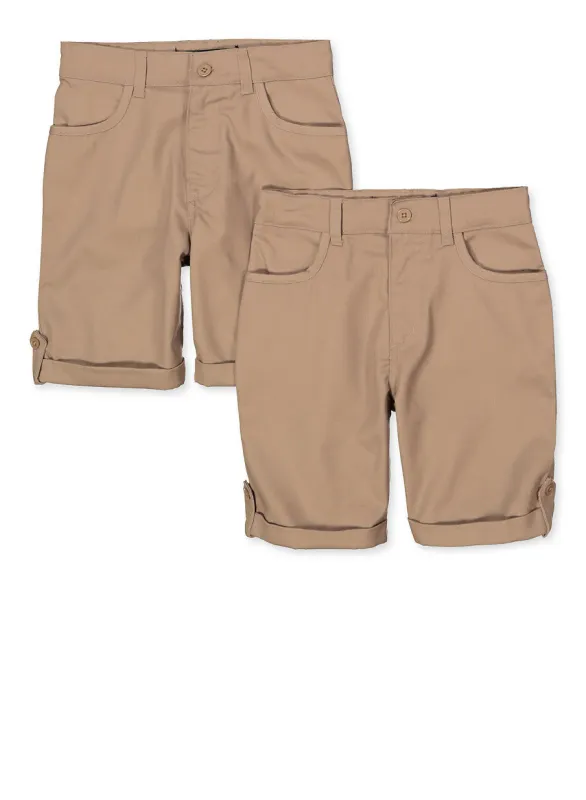 Girls 4-6x 2 Pack Tabbed Khaki Shorts sold by Rainbow