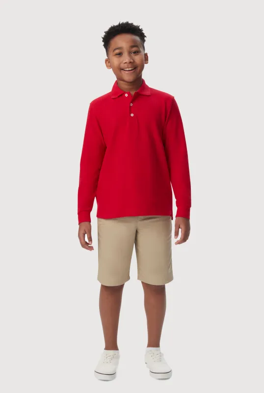 French Toast Boys 8-16 Solid Long Sleeve Polo Top sold by Rainbow