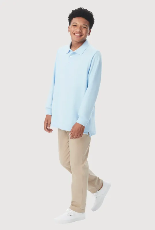 French Toast Boys 8-16 Long Sleeve Pique Polo sold by Rainbow