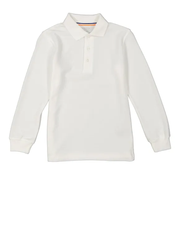 French Toast Boys 8-16 3 Button Long Sleeve Pique Polo sold by Rainbow