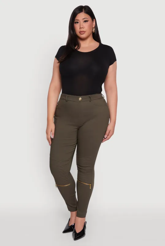Plus Size High Waisted Skinny Moto Pants sold by Rainbow