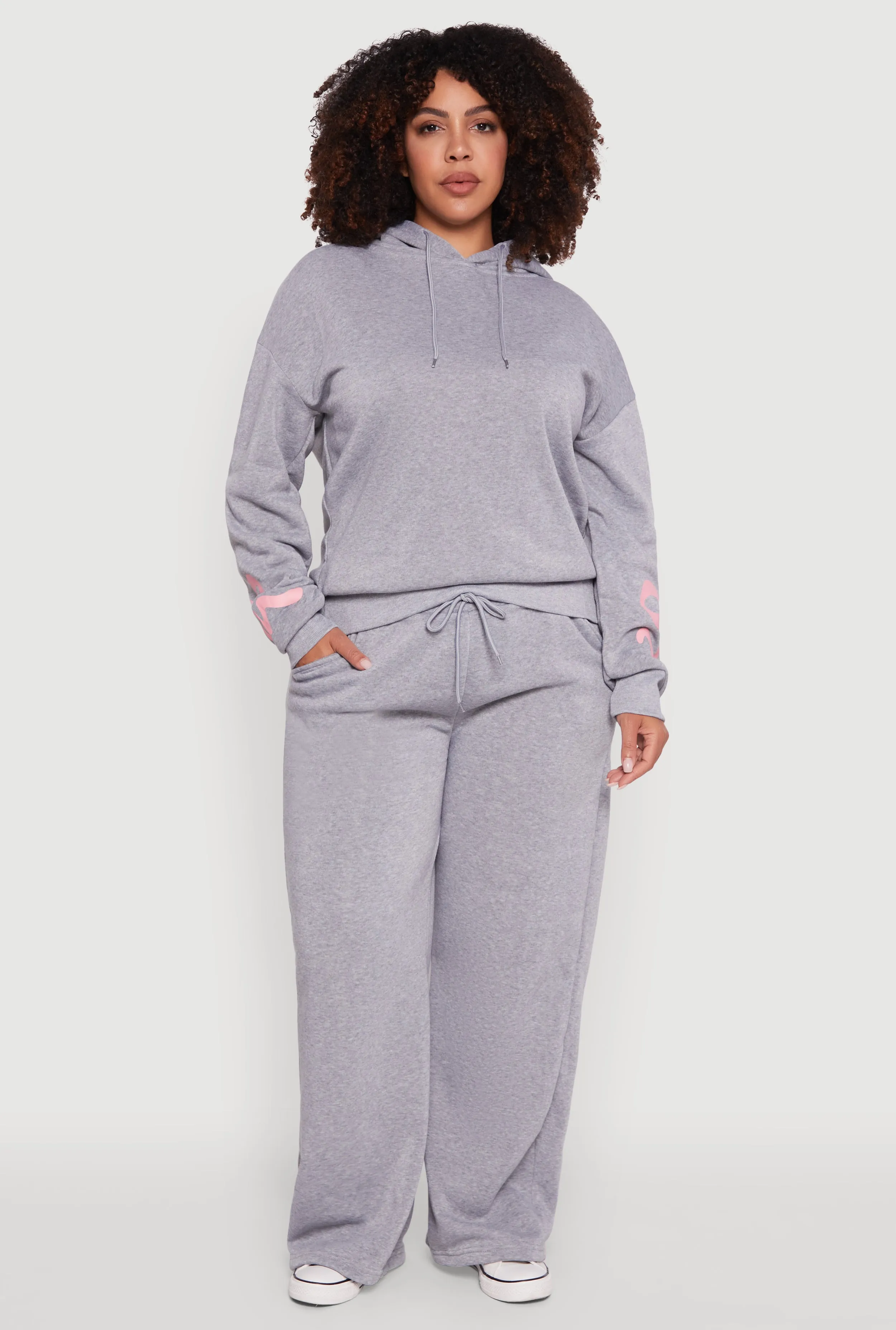 Plus Size Fleece Pullover Hoodie with Bow Graphic Detail sold by Rainbow product image thumbnail 2