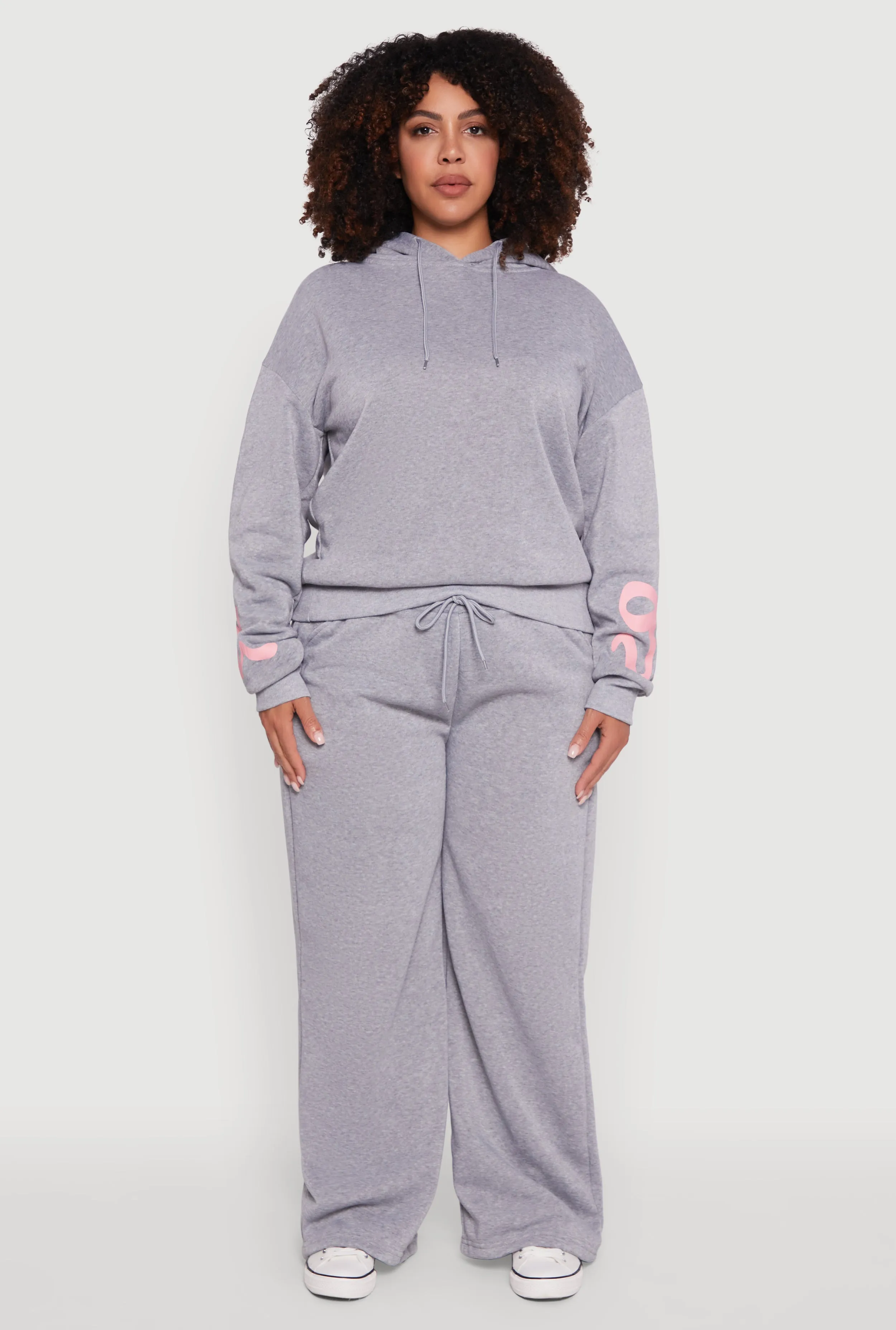 Plus Size Fleece Pullover Hoodie with Bow Graphic Detail sold by Rainbow product image thumbnail 3