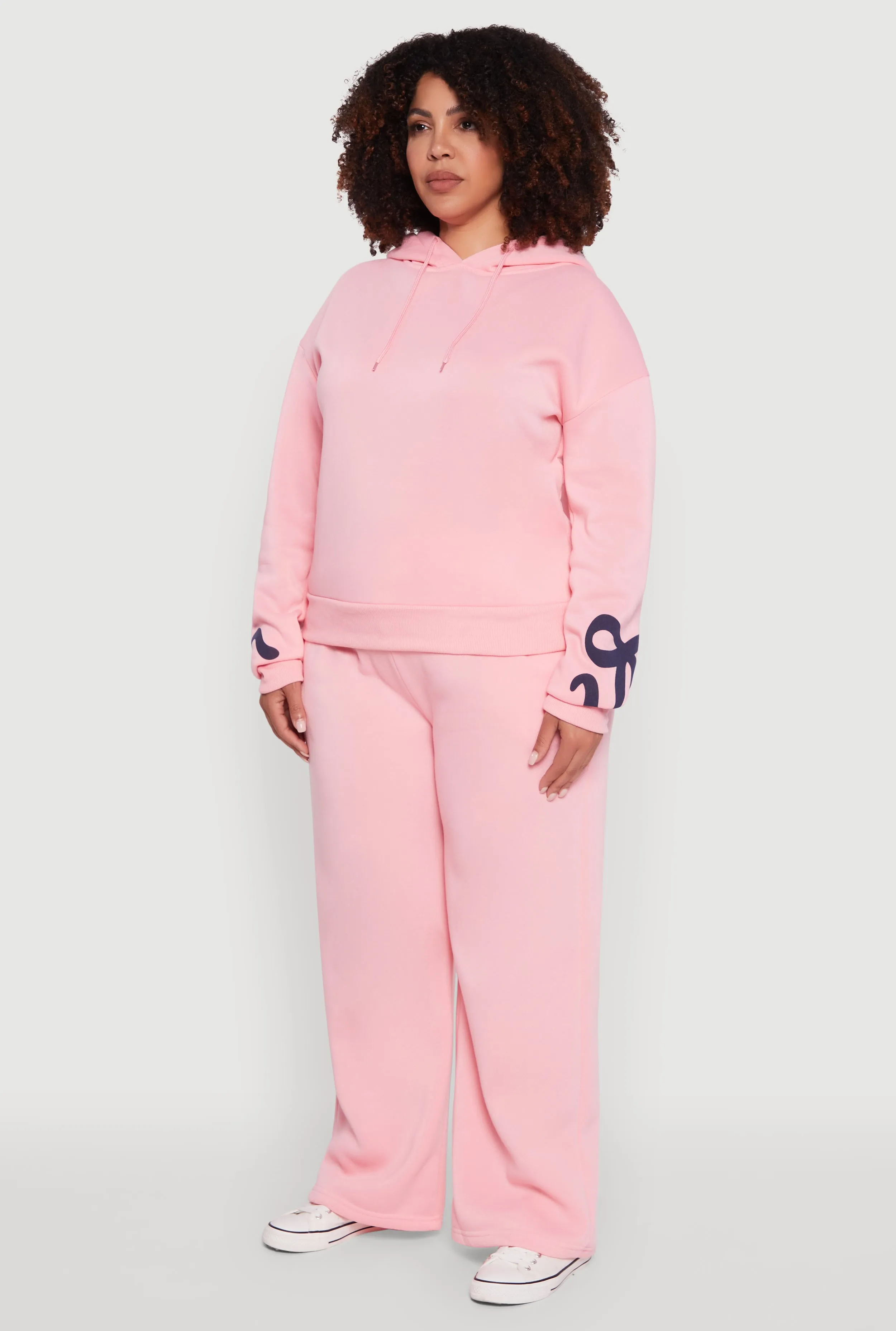 Plus Size Fleece Pullover Hoodie with Bow Graphic Detail sold by Rainbow product image thumbnail 5