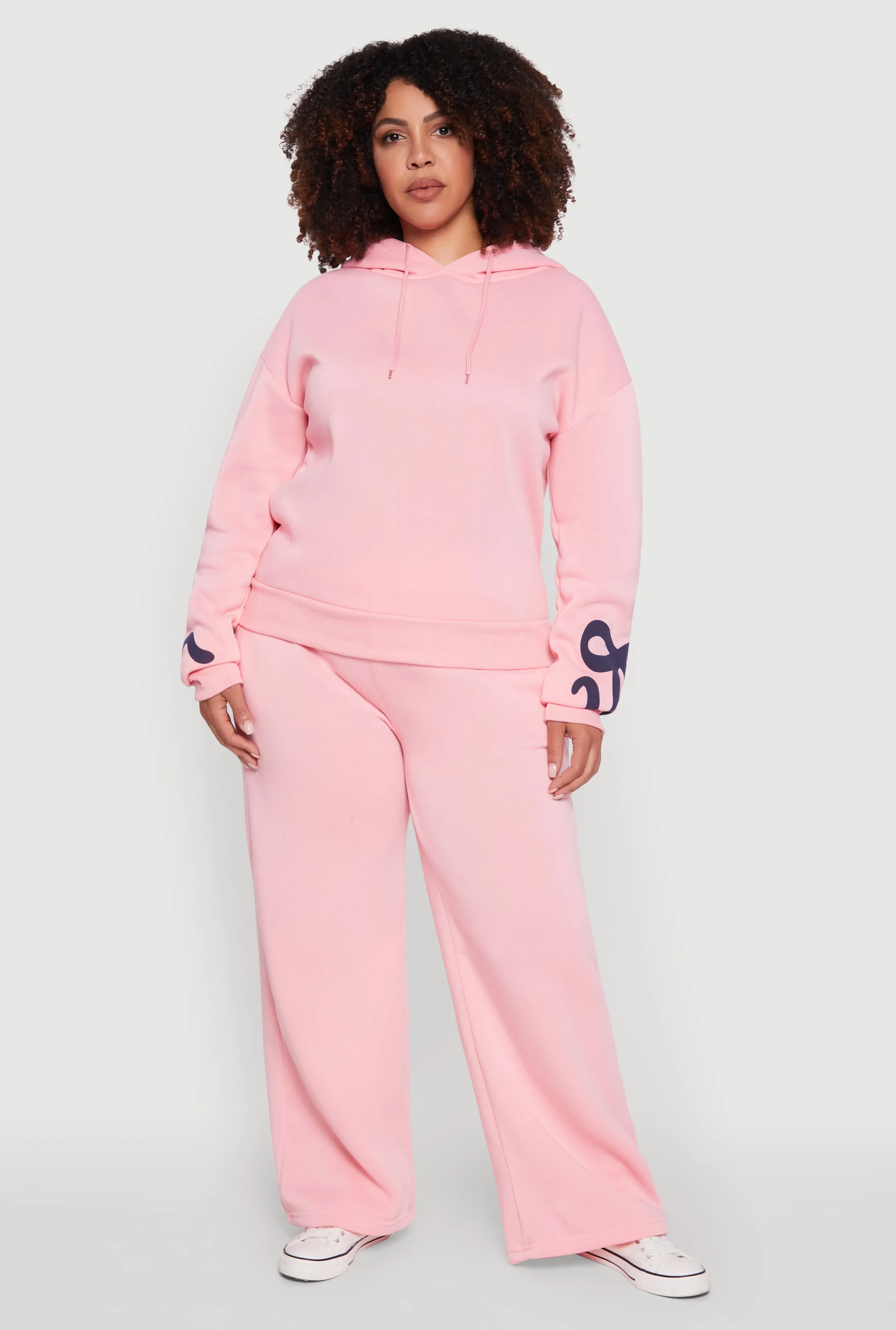 Plus Size Fleece Pullover Hoodie with Bow Graphic Detail sold by Rainbow product image thumbnail 2